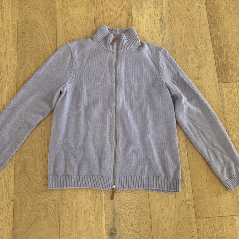 LAFAYETTE 148 Cotton-silk Tape Knit Bomber In Wild Bluet Small
